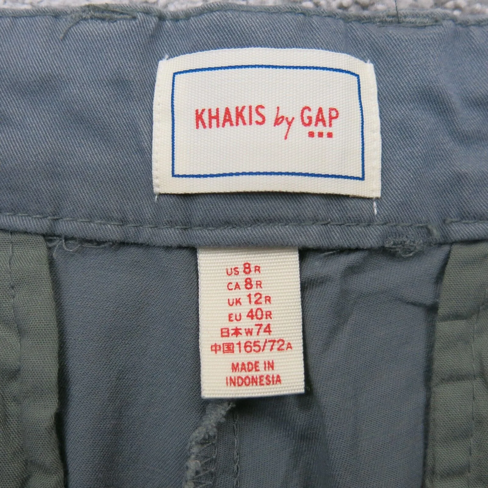 GAP Mens Straight Leg Chino Pant Mid Rise Slash Pocket Solid Slate Gray Size 8