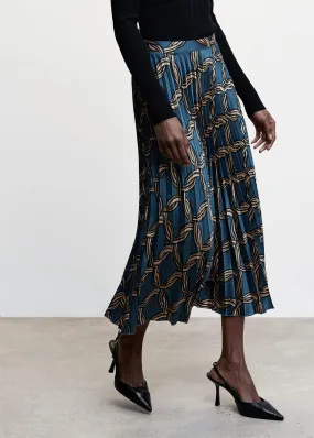 Geometric print pleated skirt