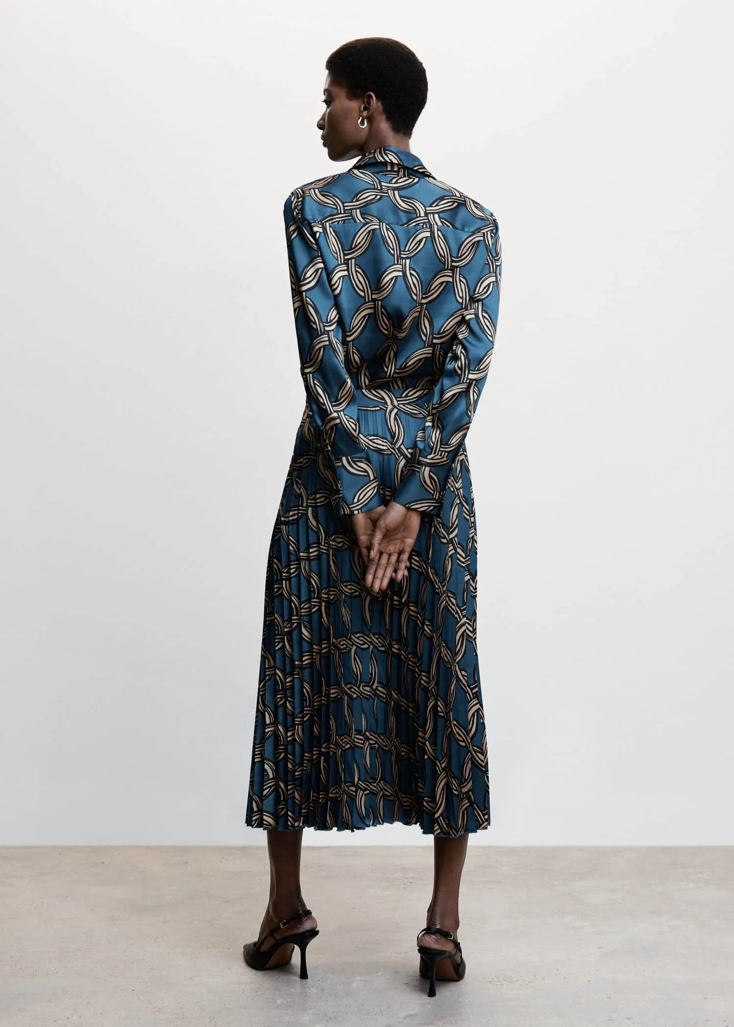 Geometric print pleated skirt