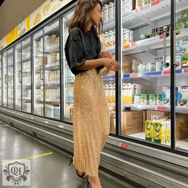 Glittering Sequin Maxi Skirt