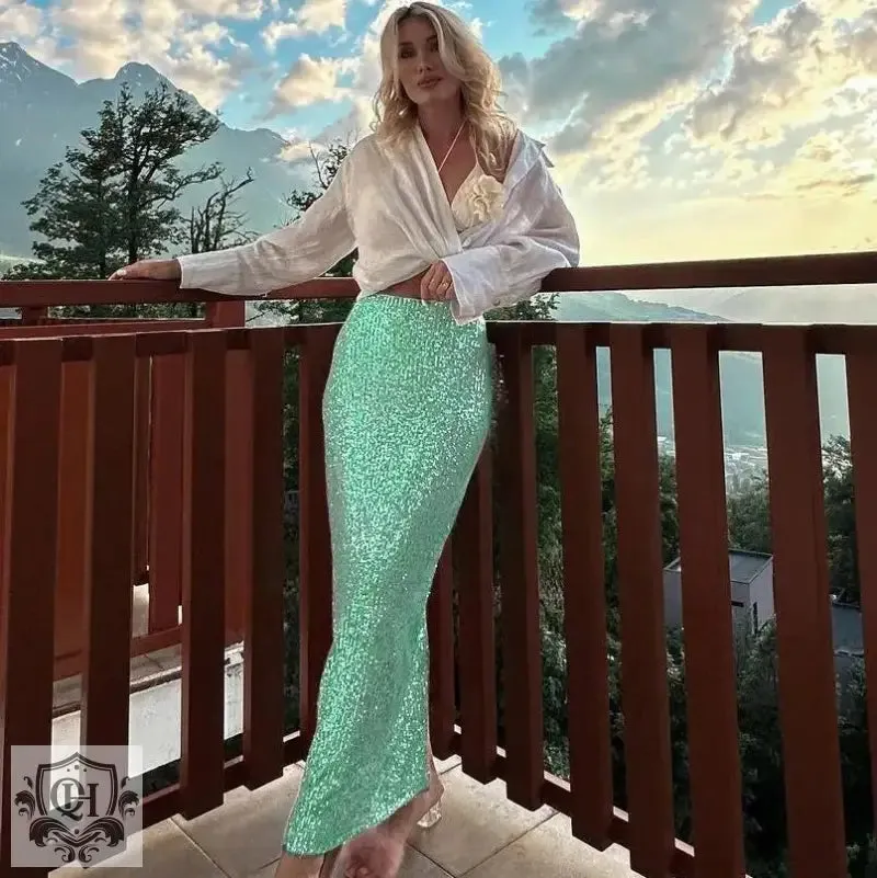 Glittering Sequin Maxi Skirt