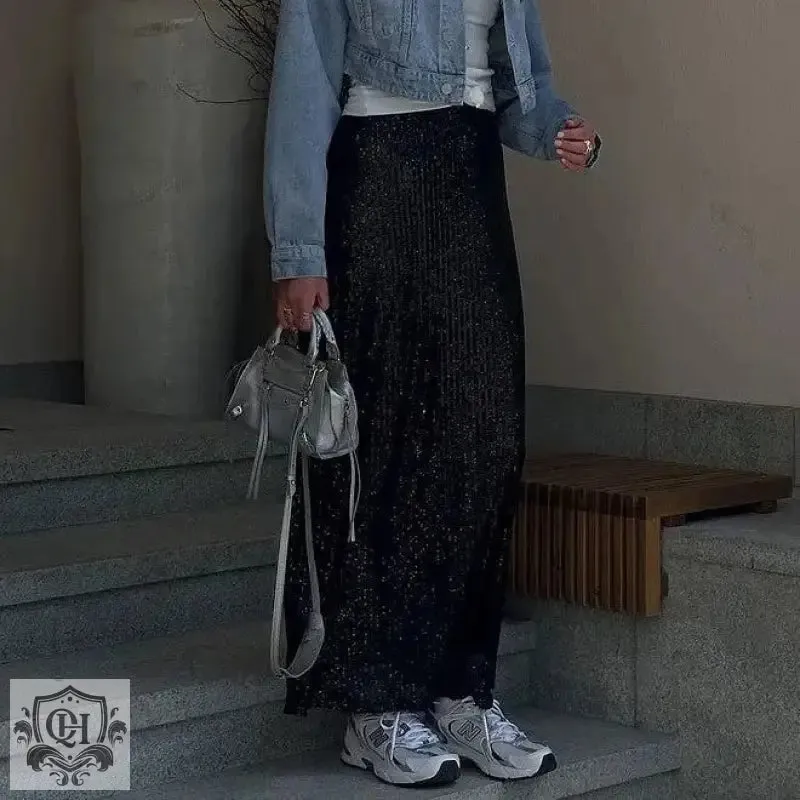 Glittering Sequin Maxi Skirt