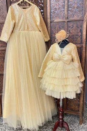 Gold Elegance Mom Daughter Set