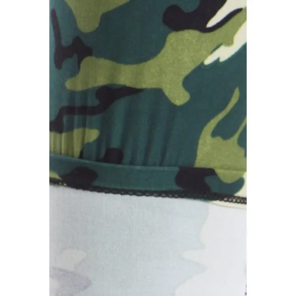 Green Camouflage Camo Graphic Print Pattern Sexy High Waist Leggings Pants