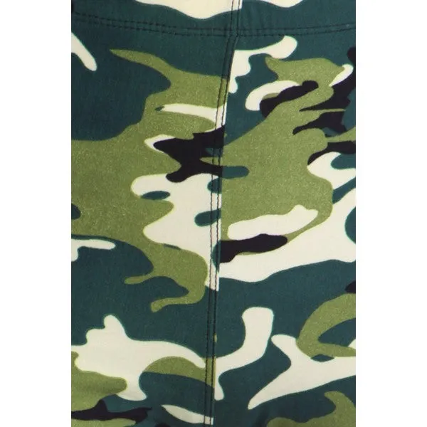 Green Camouflage Camo Graphic Print Pattern Sexy High Waist Leggings Pants