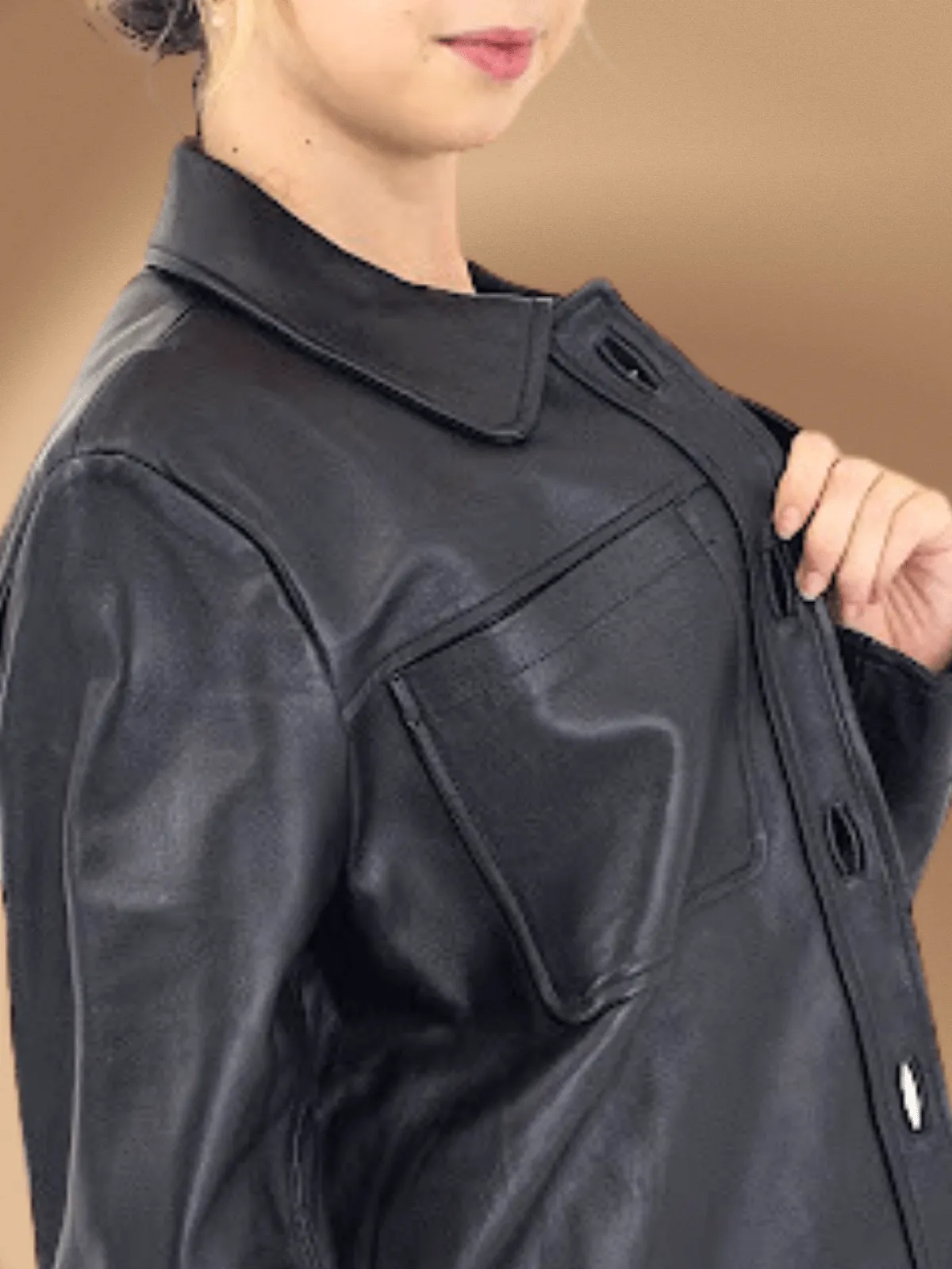 Handcrafted Oversized Women's Sheepskin Leather Jacket – Classic Black, Stylish & Versatile