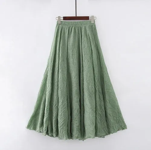 High Quality Cotton Linen Womens Maxi Skirt