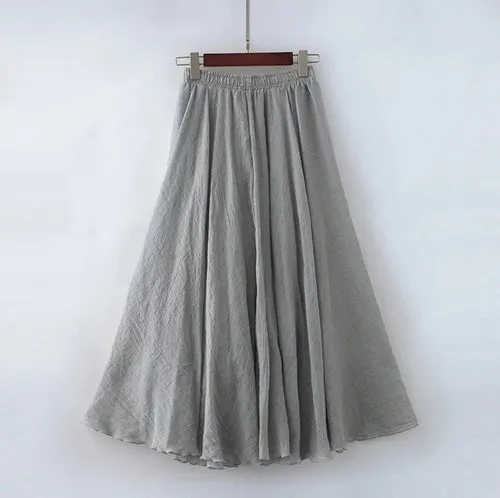 High Quality Cotton Linen Womens Maxi Skirt