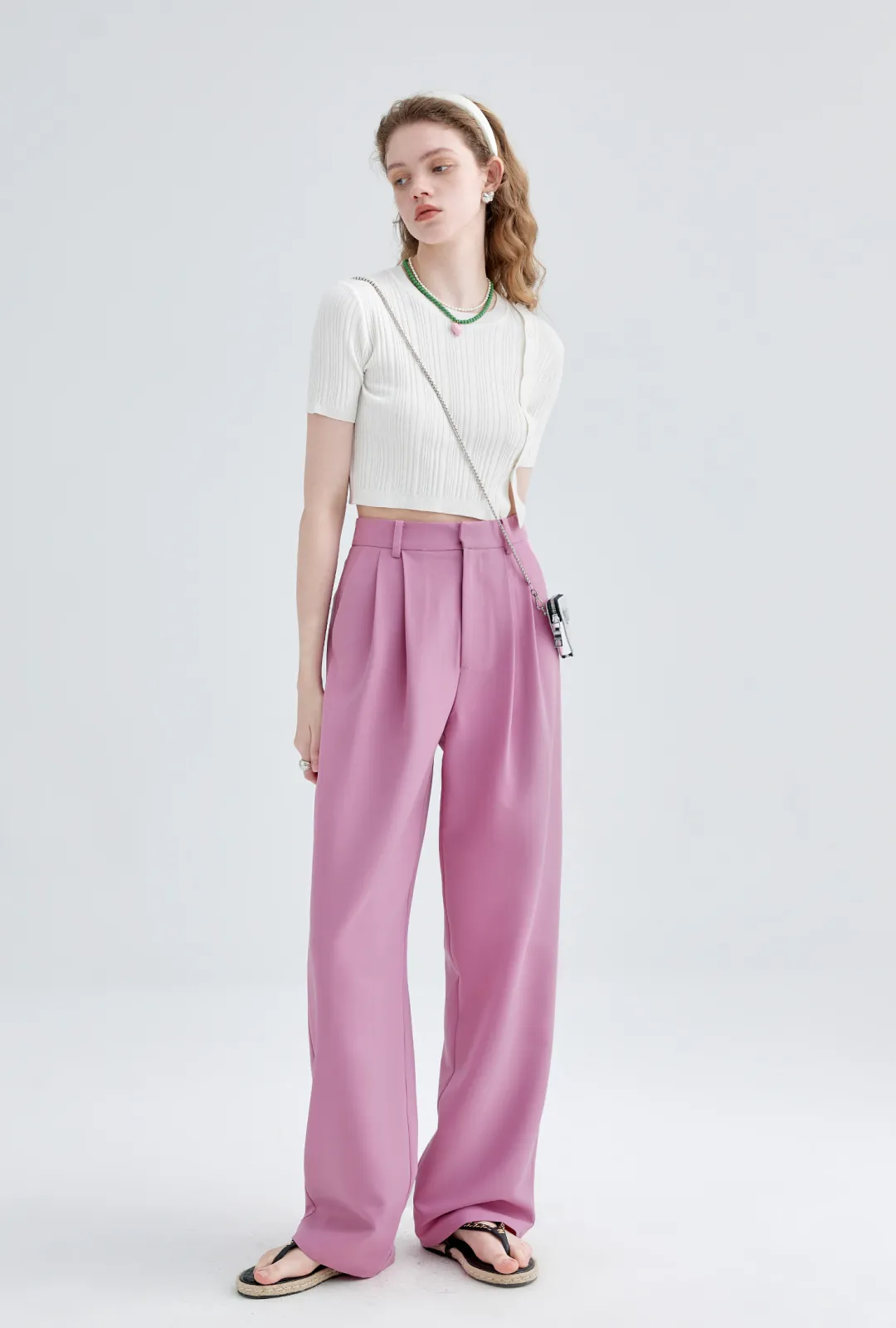 High Waist 2 Pleats Draped Pants