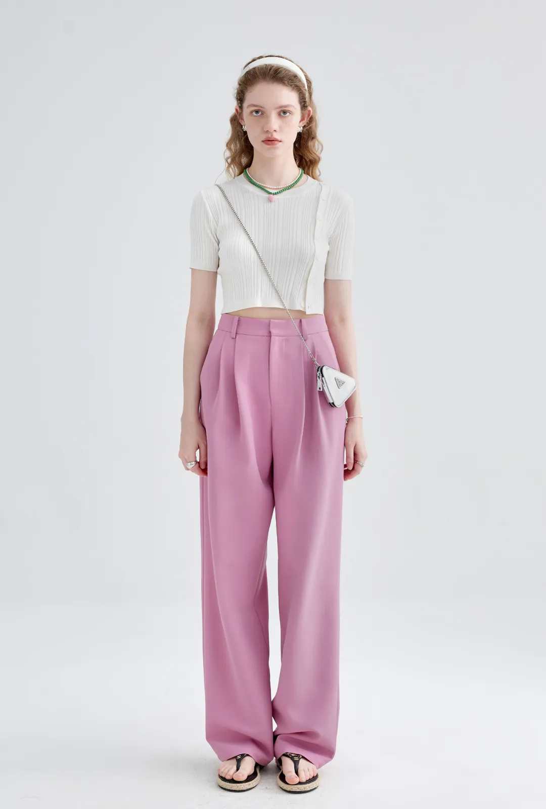 High Waist 2 Pleats Draped Pants