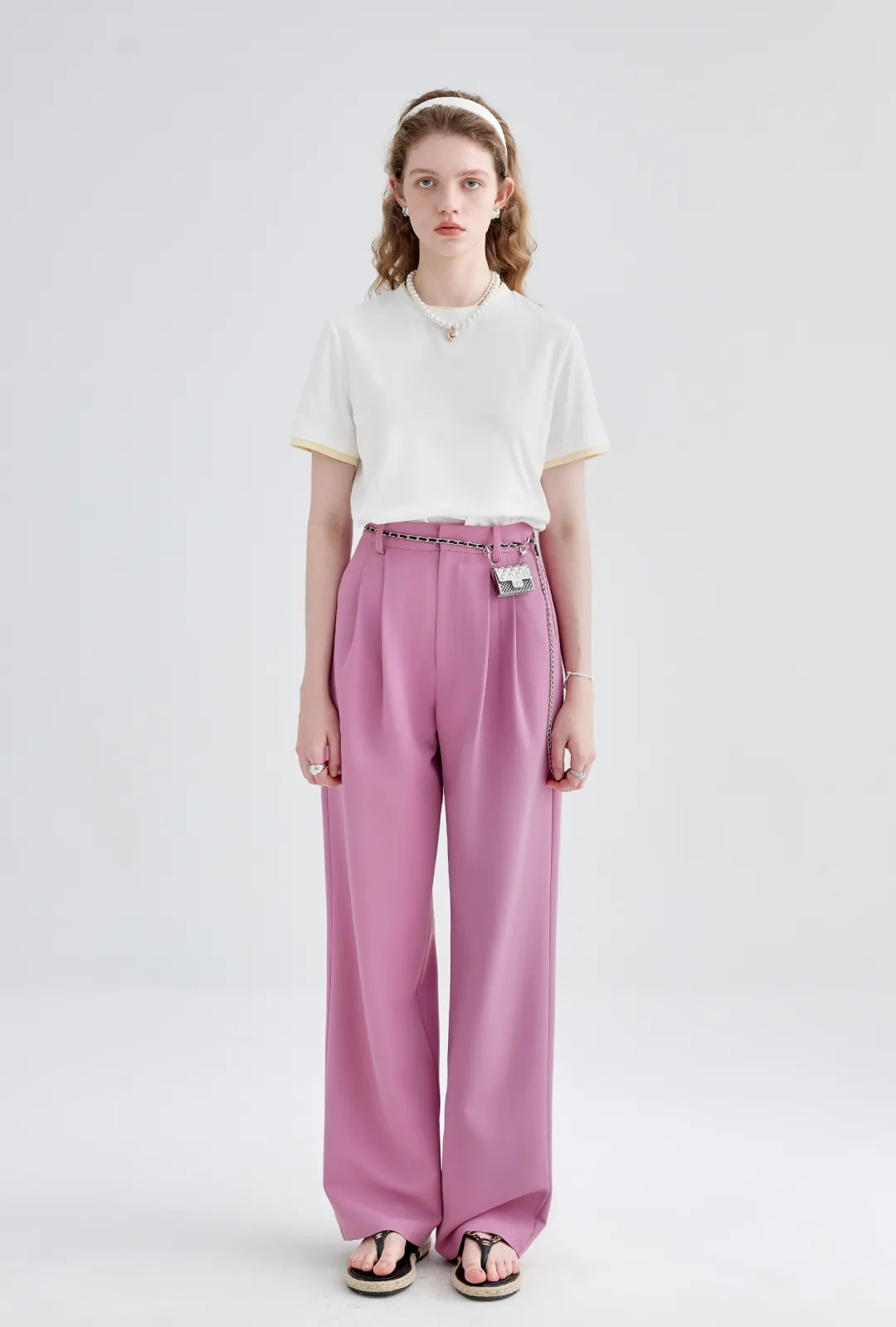 High Waist 2 Pleats Draped Pants