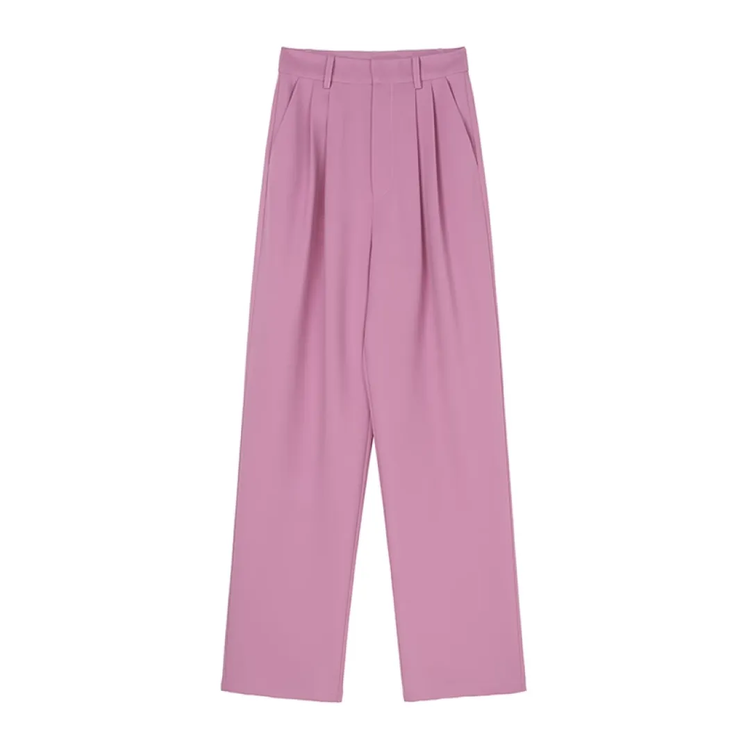 High Waist 2 Pleats Draped Pants