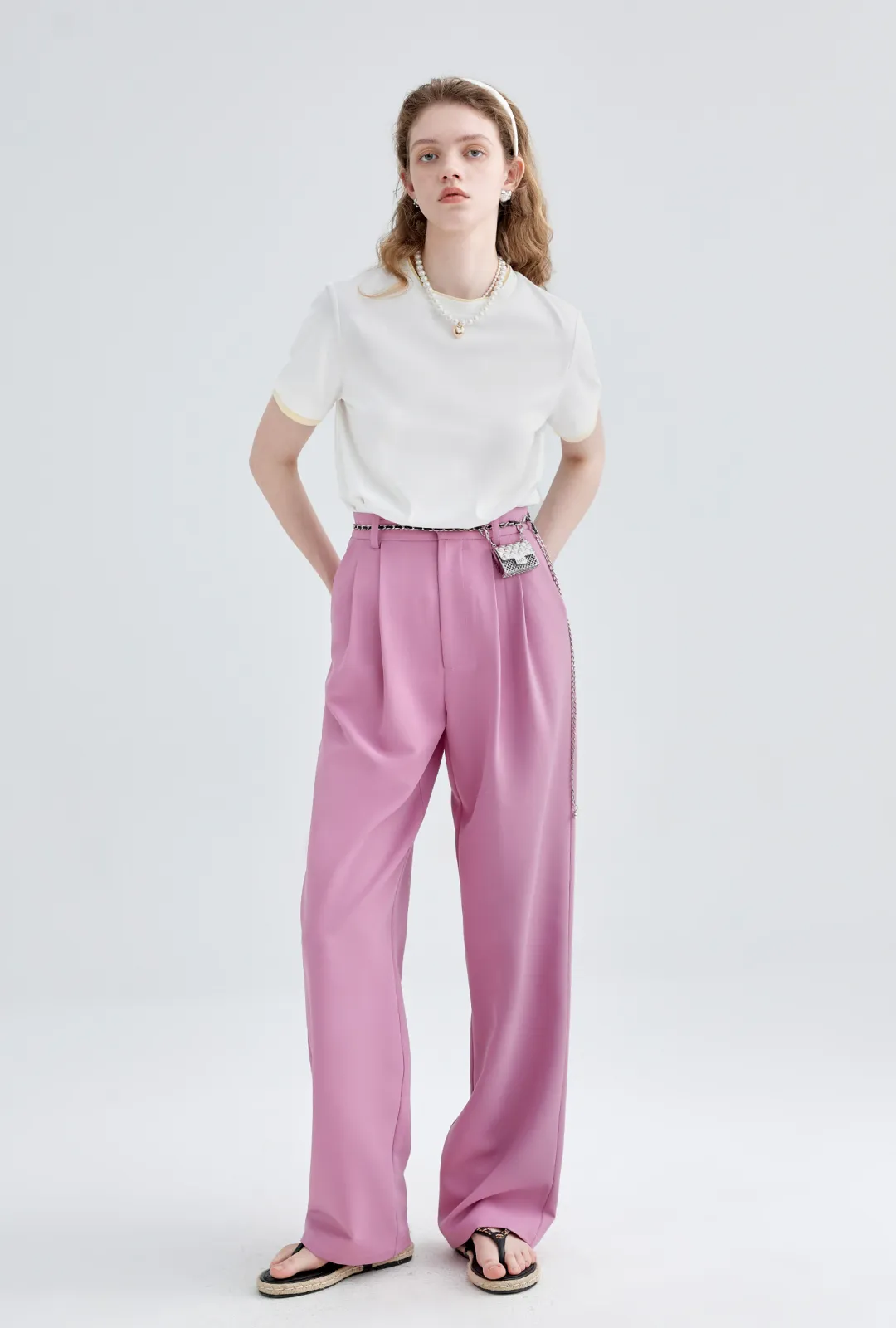 High Waist 2 Pleats Draped Pants