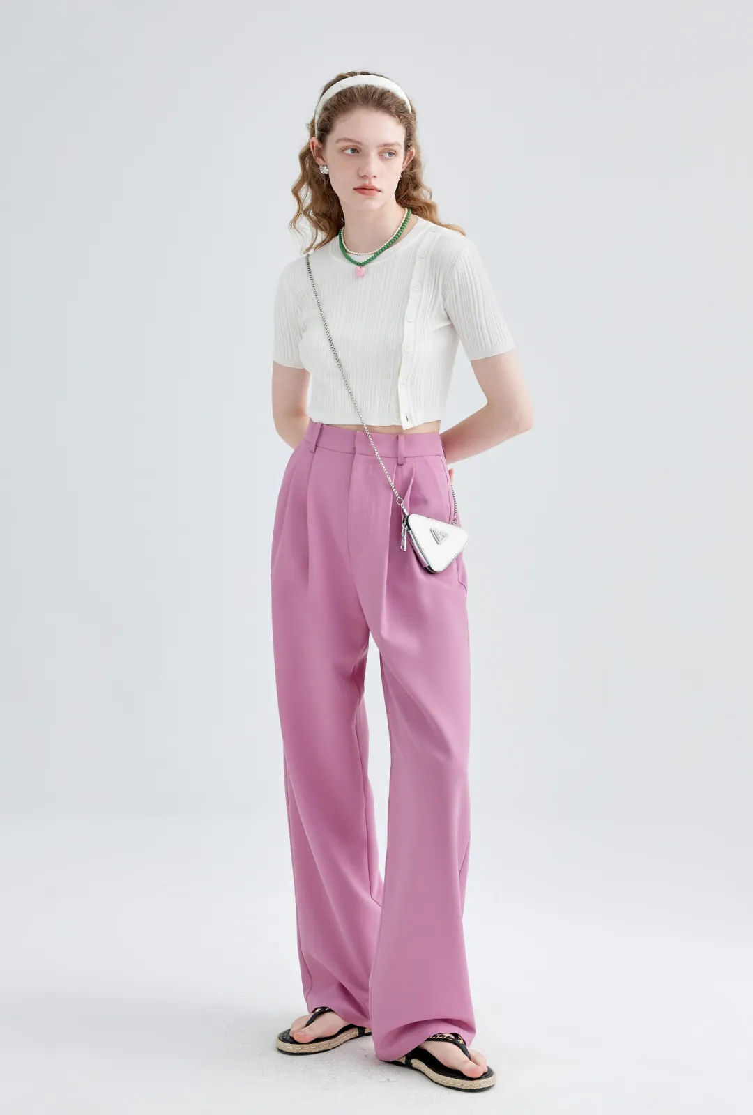 High Waist 2 Pleats Draped Pants