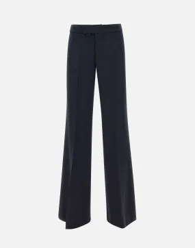 High Waist Blue Wool Trousers