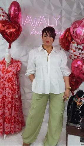 High-waist Drawstring Cargo Pants