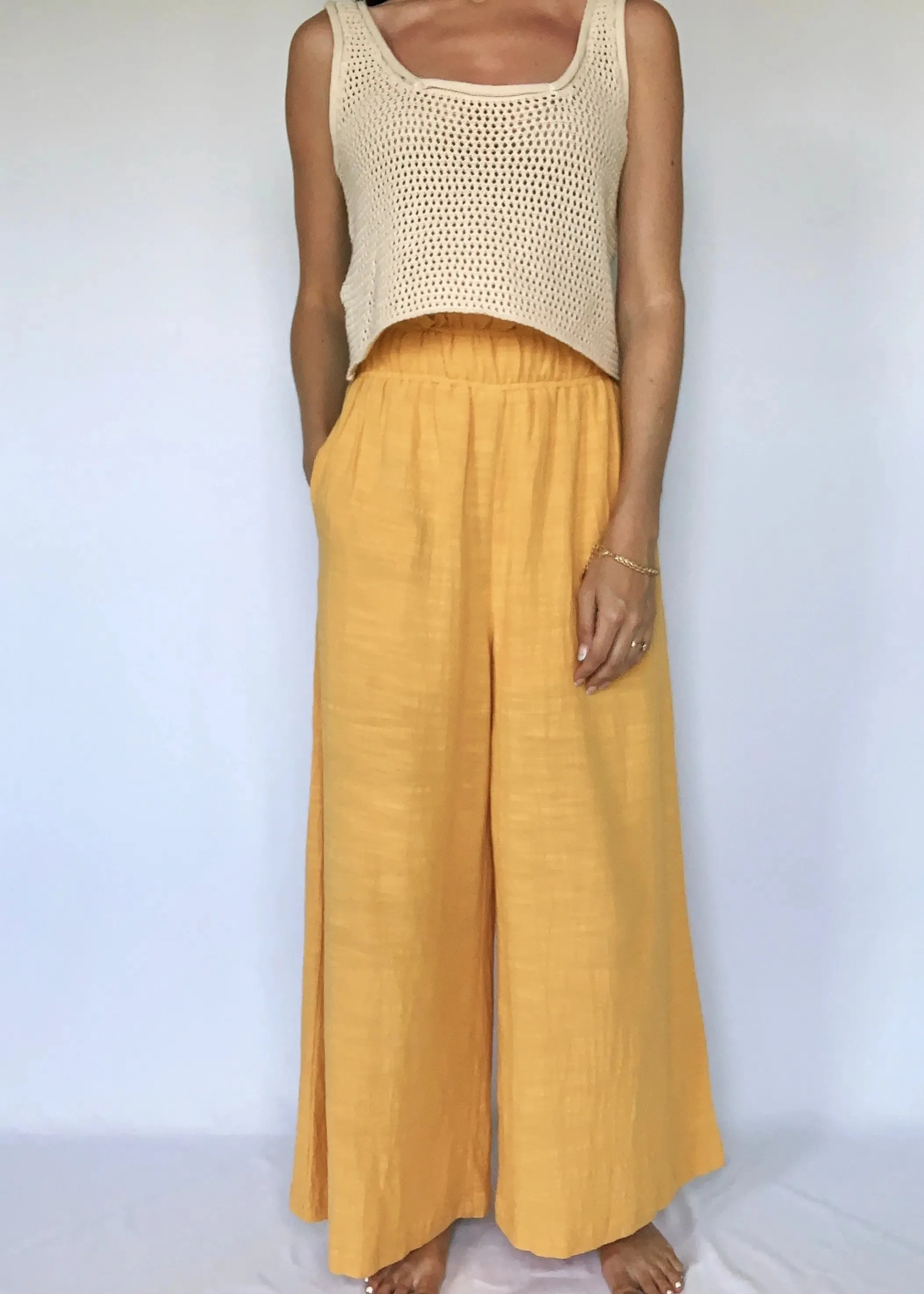 High-Waist Yellow Wide Leg Pants