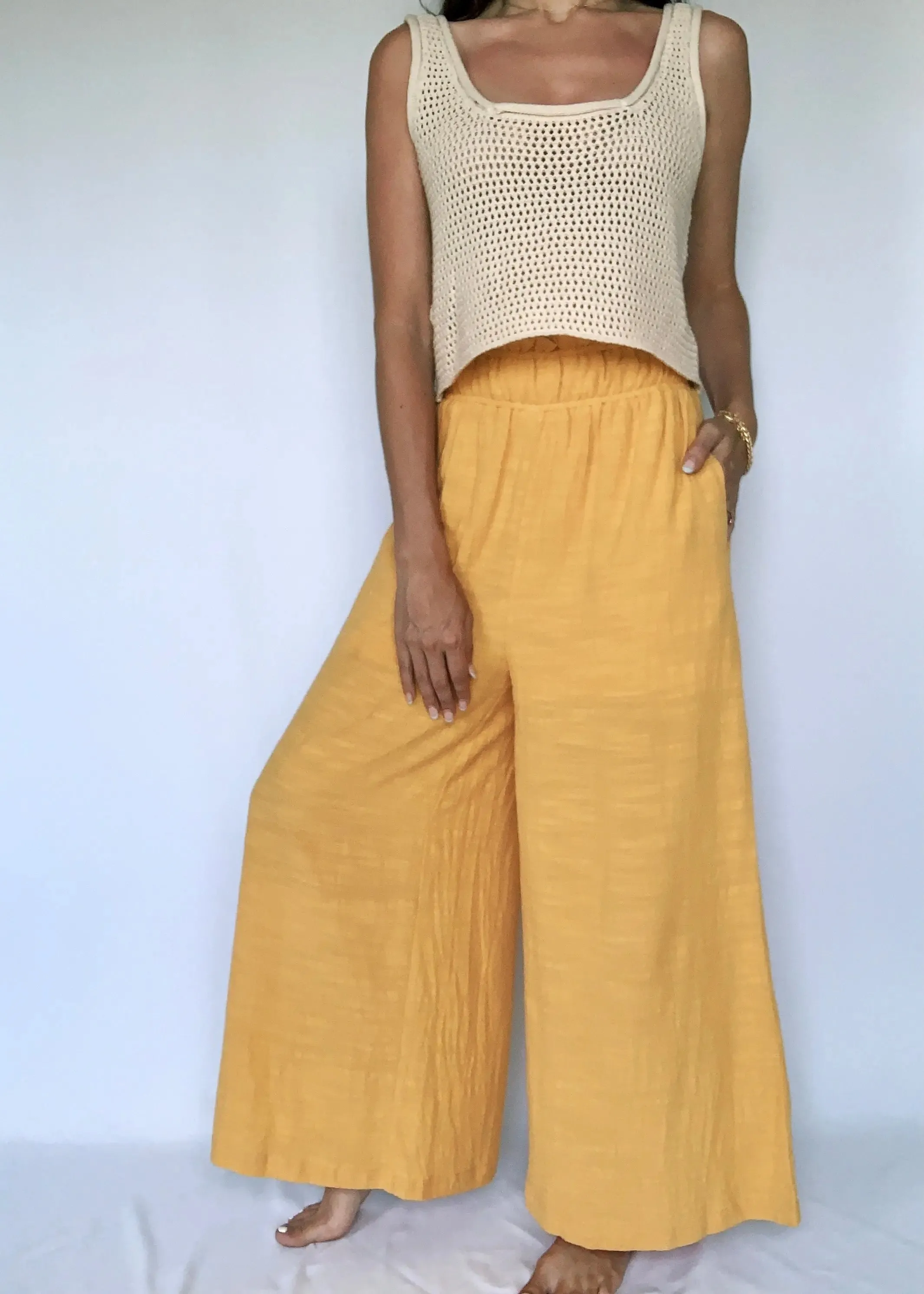 High-Waist Yellow Wide Leg Pants