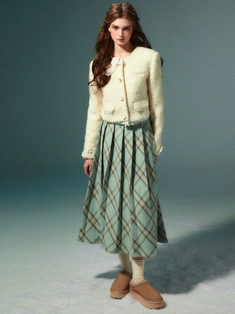 High-waisted slim pleated long skirt【s0000004531】
