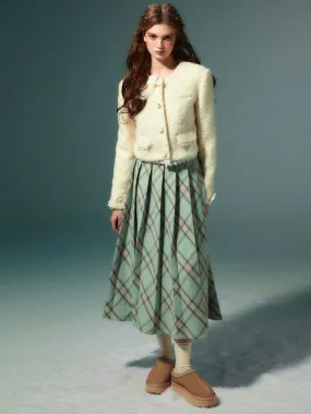 High-waisted slim pleated long skirt【s0000004531】