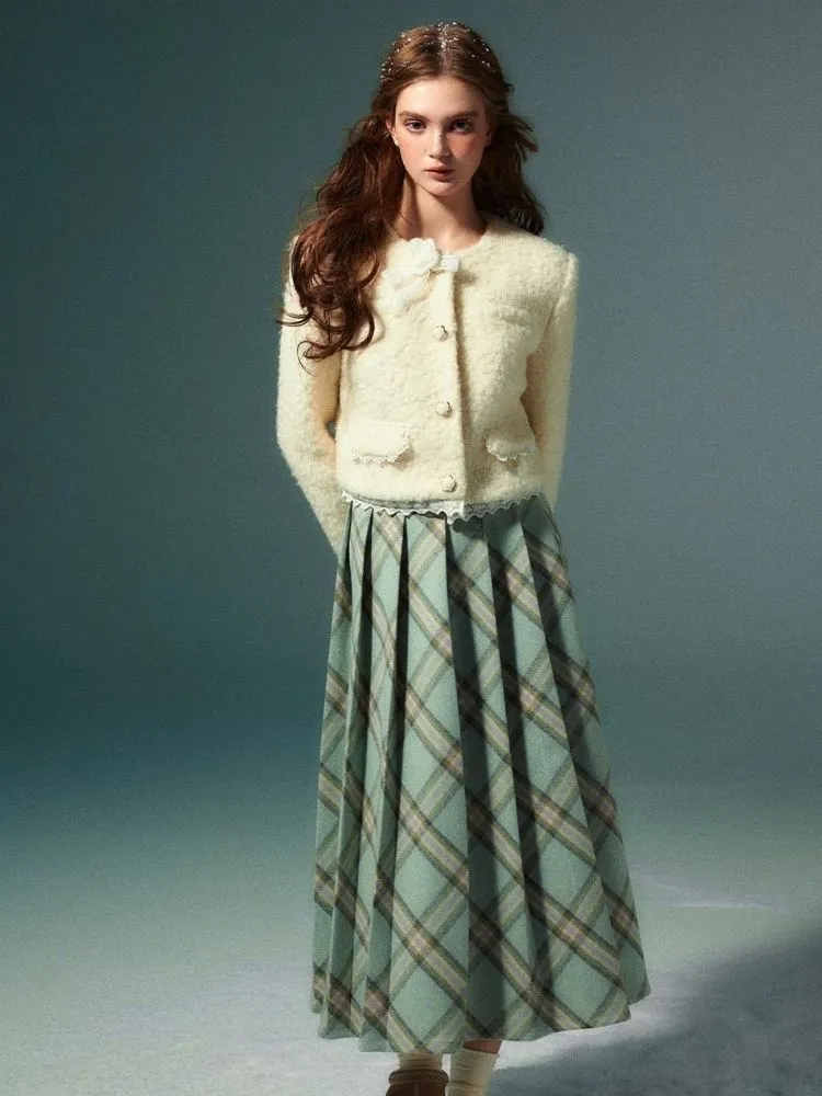 High-waisted slim pleated long skirt【s0000004531】