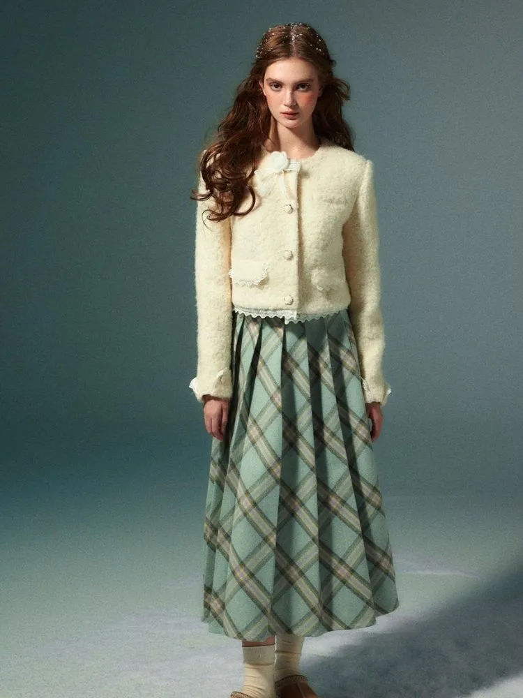 High-waisted slim pleated long skirt【s0000004531】