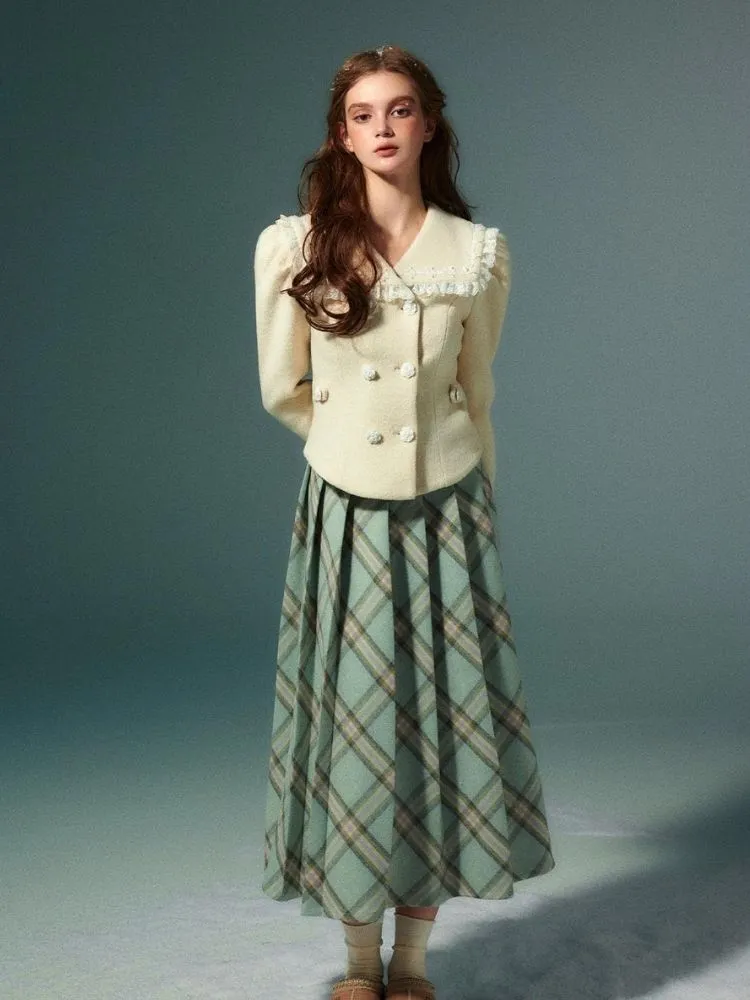 High-waisted slim pleated long skirt【s0000004531】
