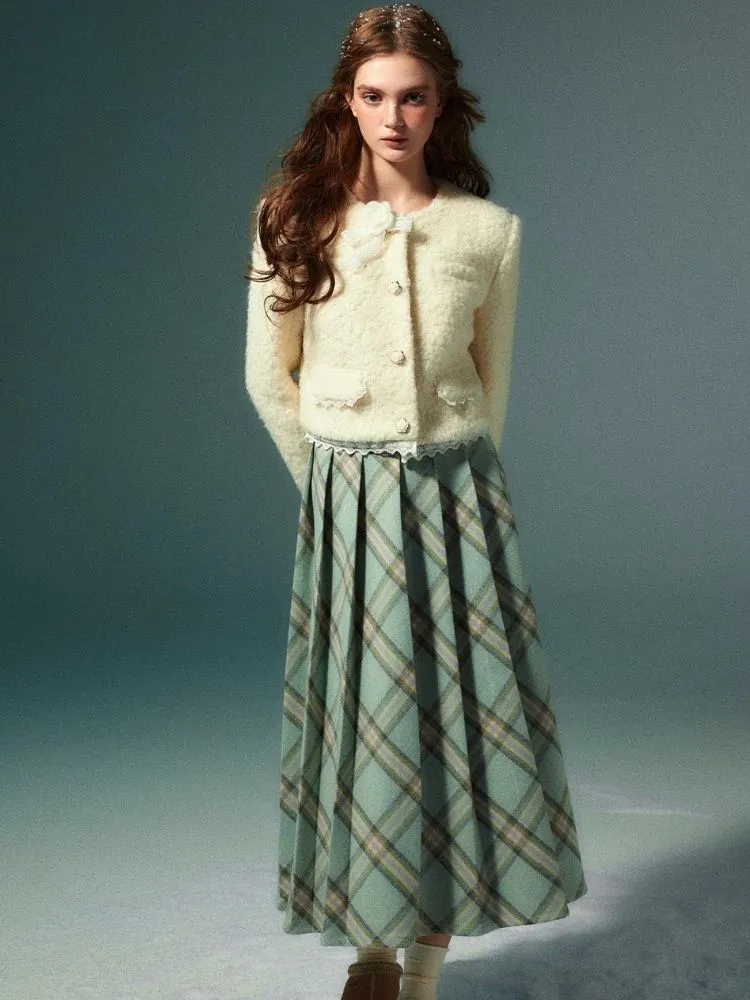 High-waisted slim pleated long skirt【s0000004531】