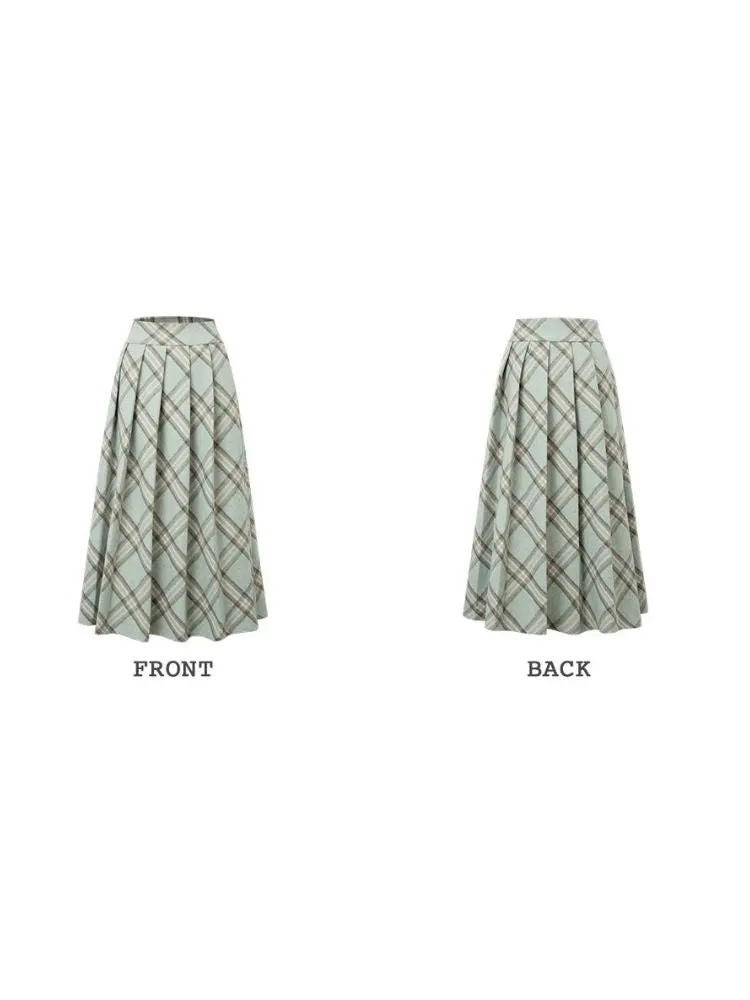 High-waisted slim pleated long skirt【s0000004531】