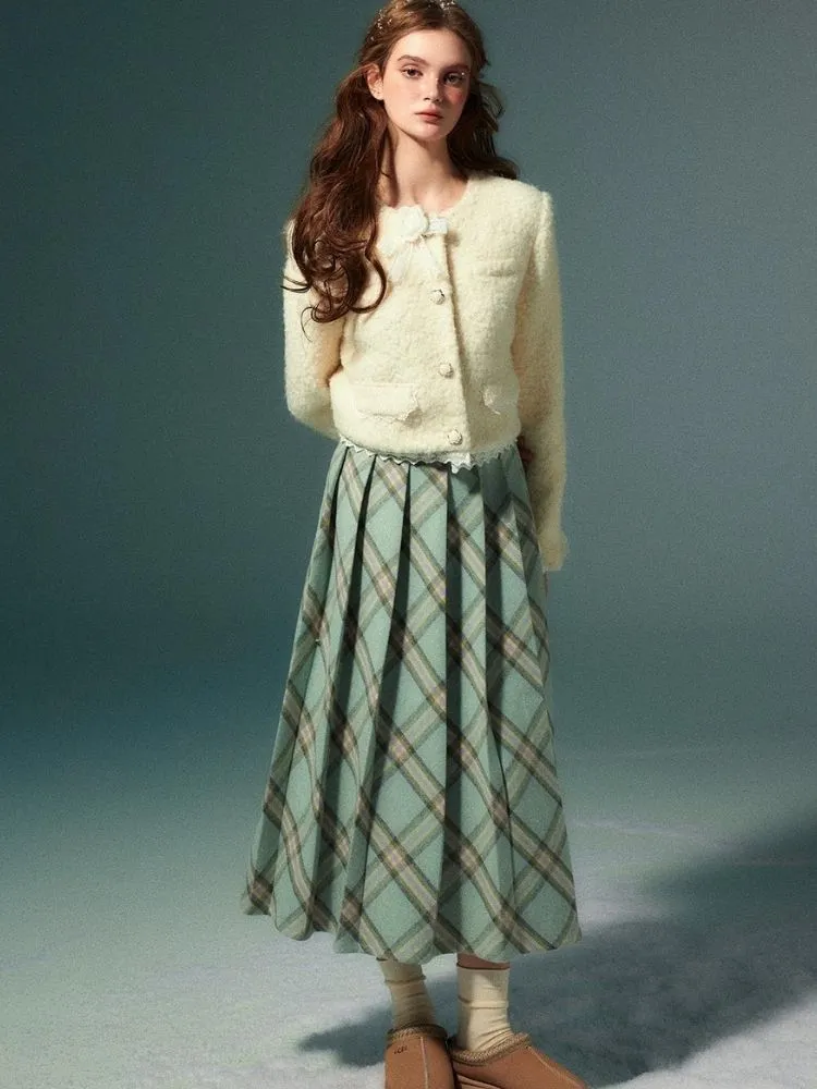 High-waisted slim pleated long skirt【s0000004531】