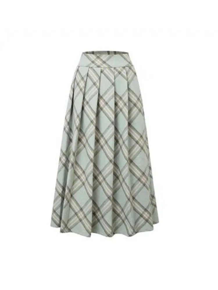 High-waisted slim pleated long skirt【s0000004531】