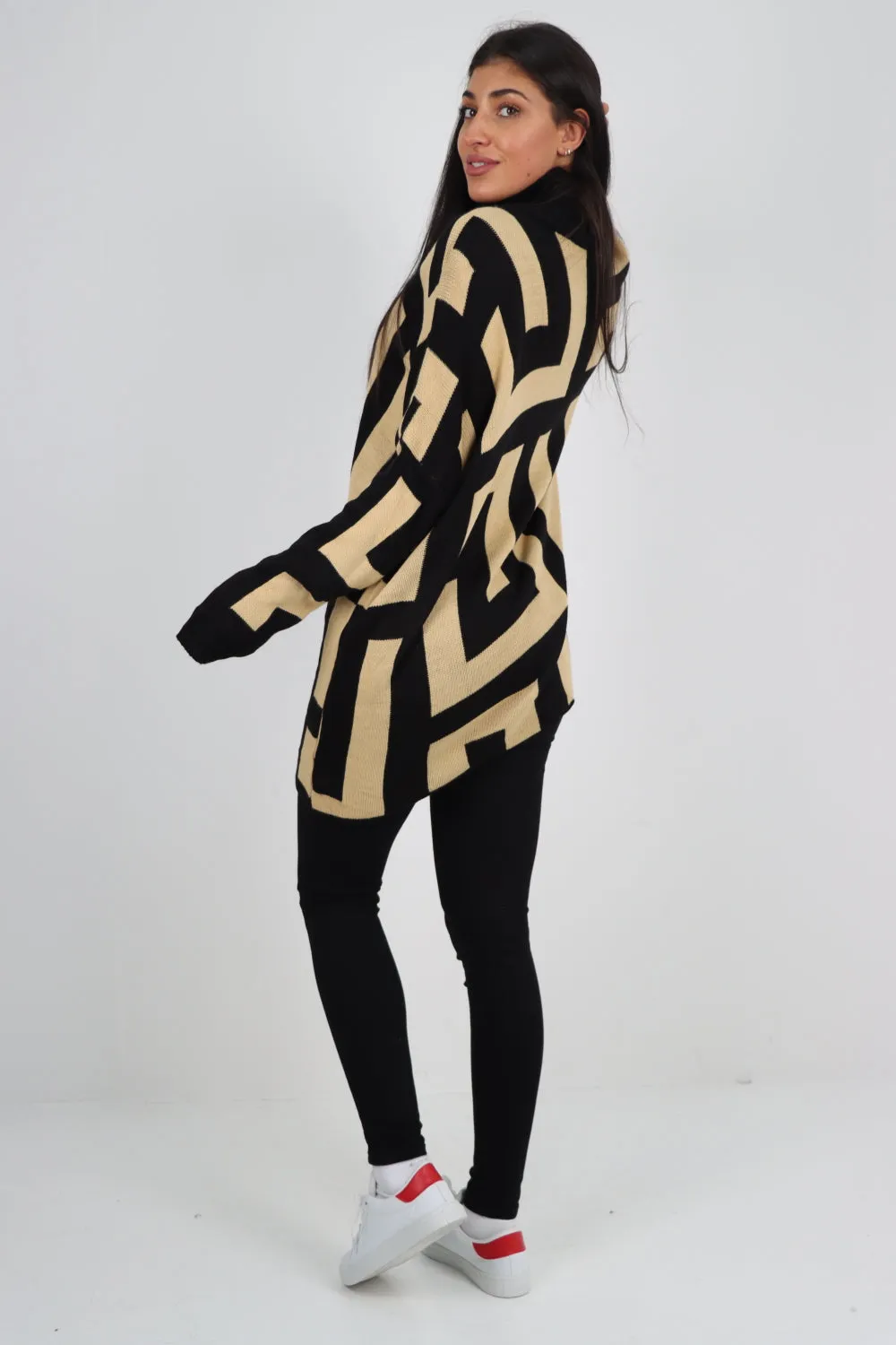 Italian High Neck Fendi Print Knitted Jumper