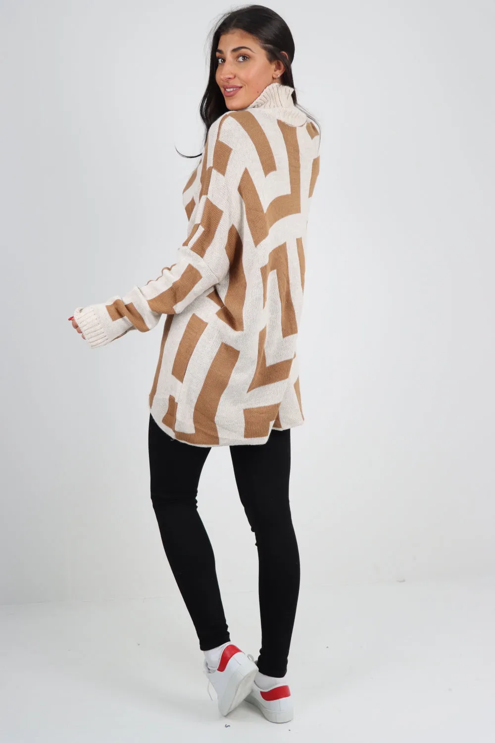 Italian High Neck Fendi Print Knitted Jumper