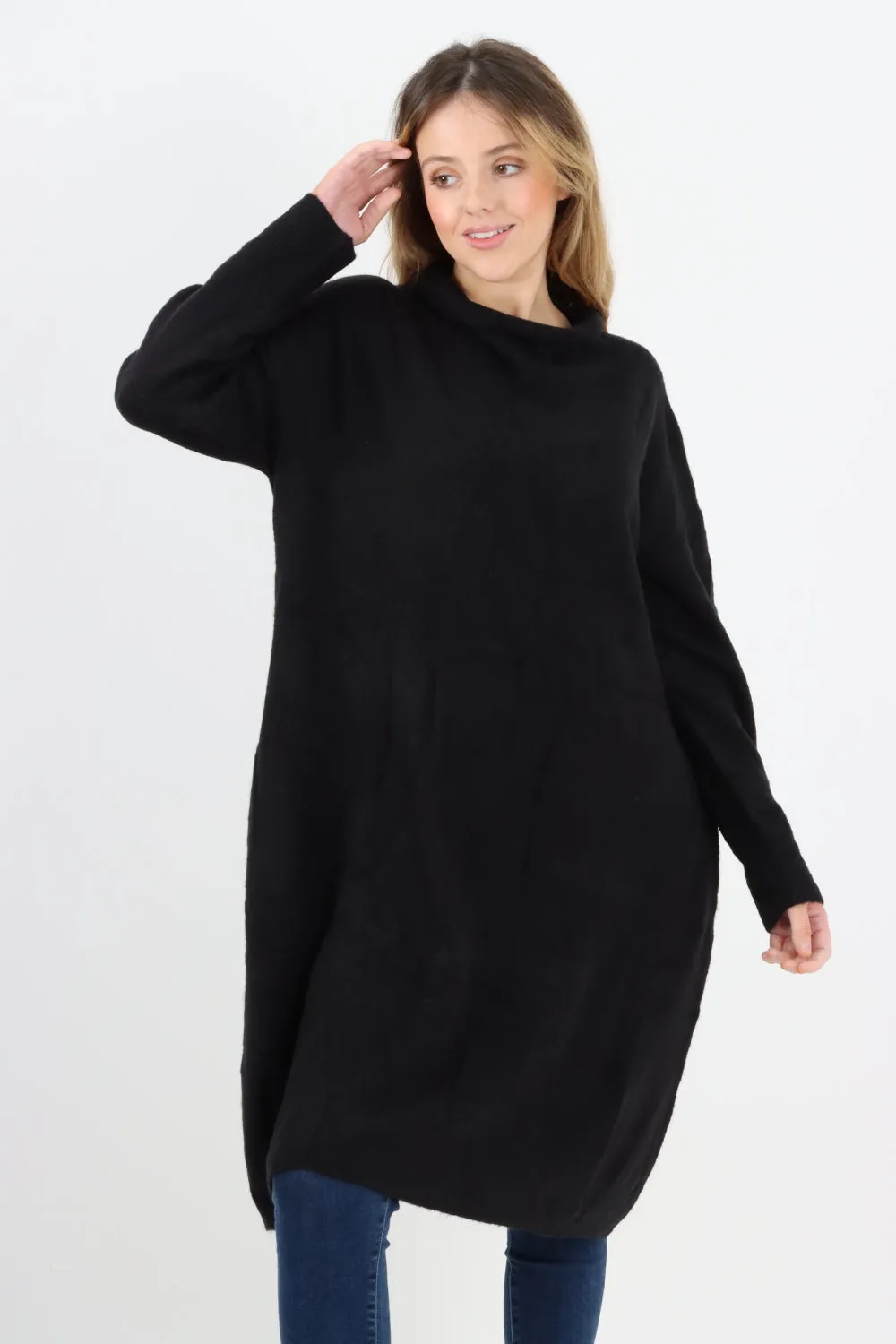 Italian Soft Knit Cowl Neck Tunic Top
