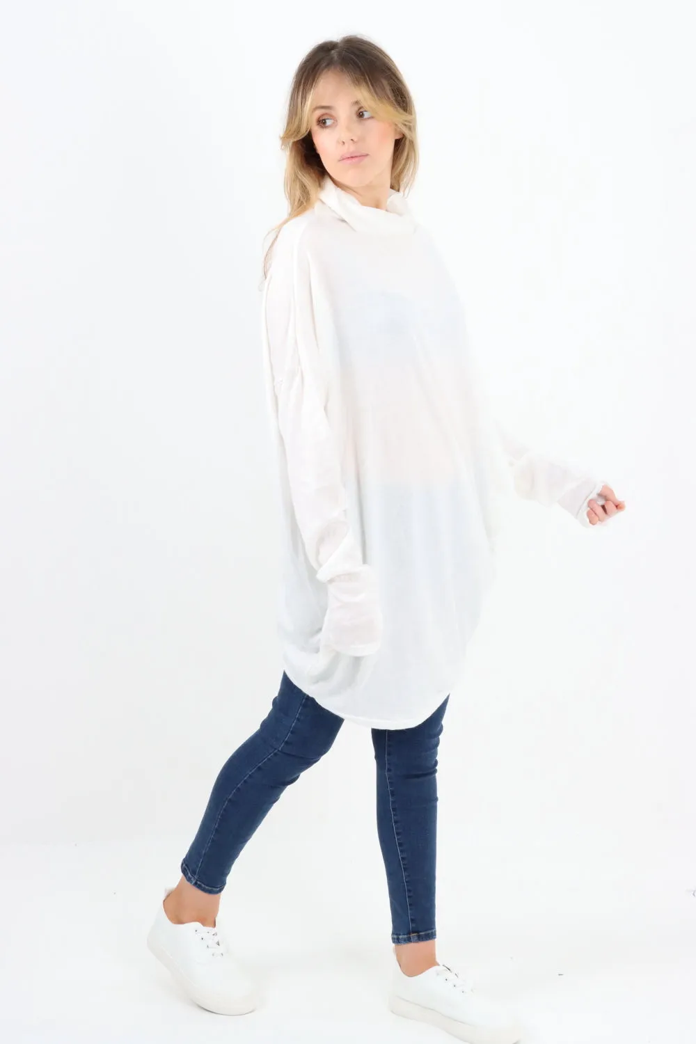 Italian Soft Knit Cowl Neck Tunic Top