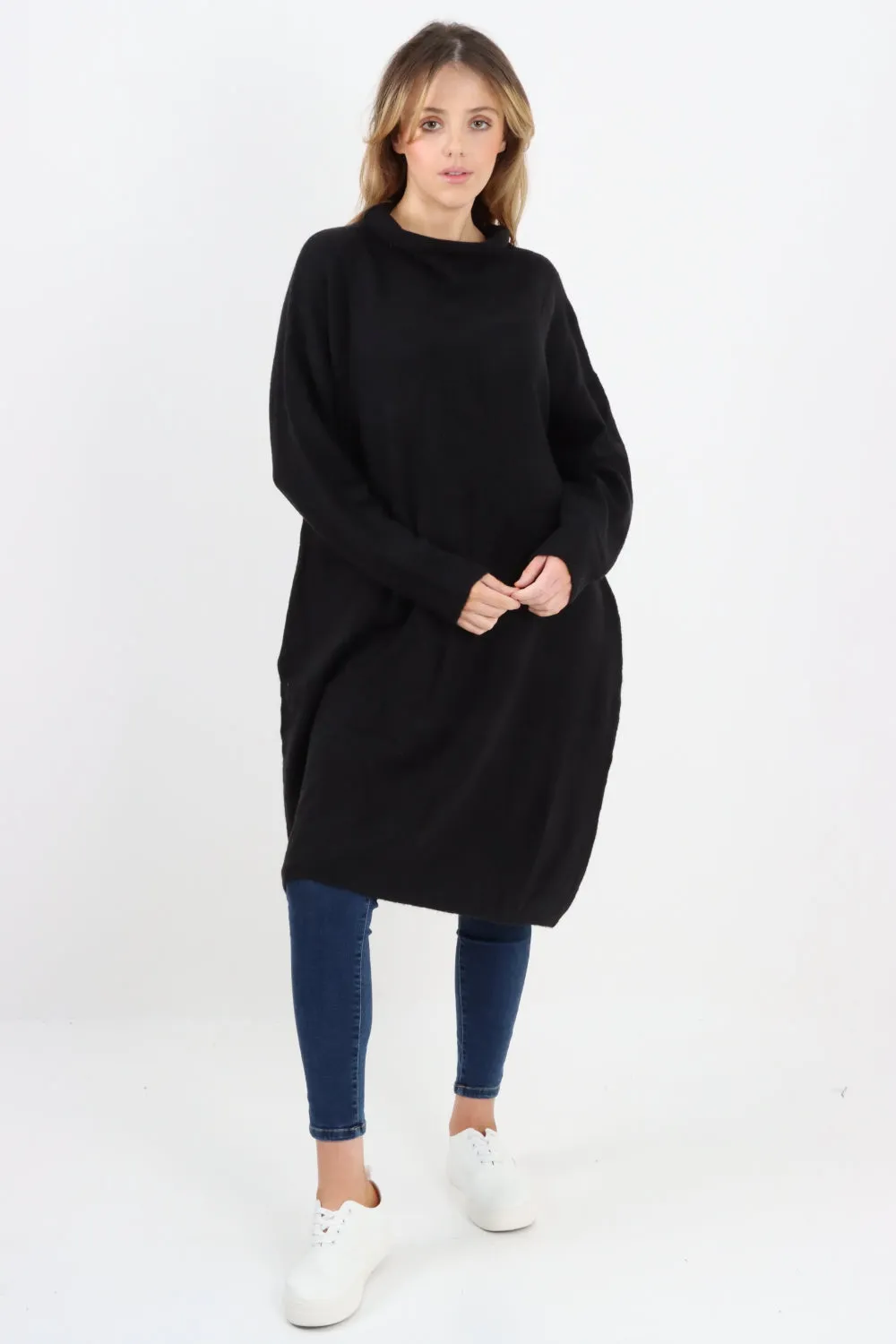 Italian Soft Knit Cowl Neck Tunic Top