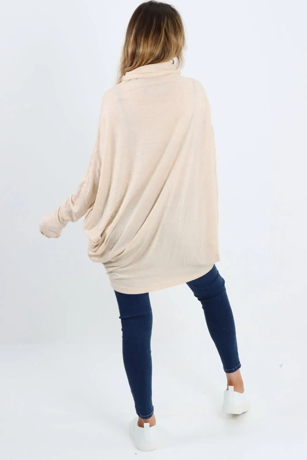 Italian Soft Knit Cowl Neck Tunic Top