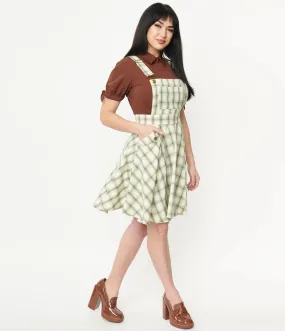 Ivory and Green Plaid Brionne Pinafore Skirt