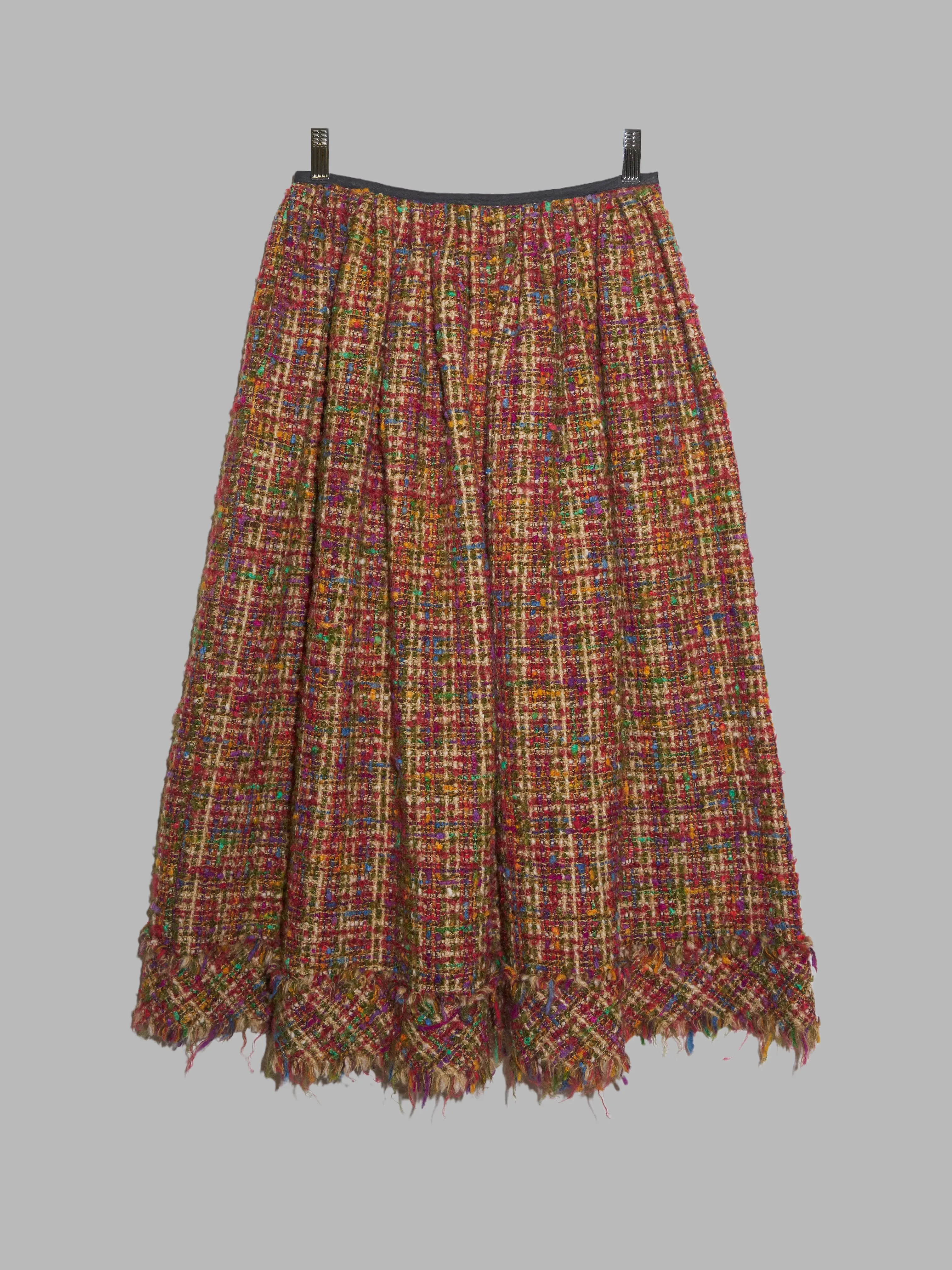 Junya Watanabe Comme des Garcons AW2000 multicolour wool boucle flared skirt S M