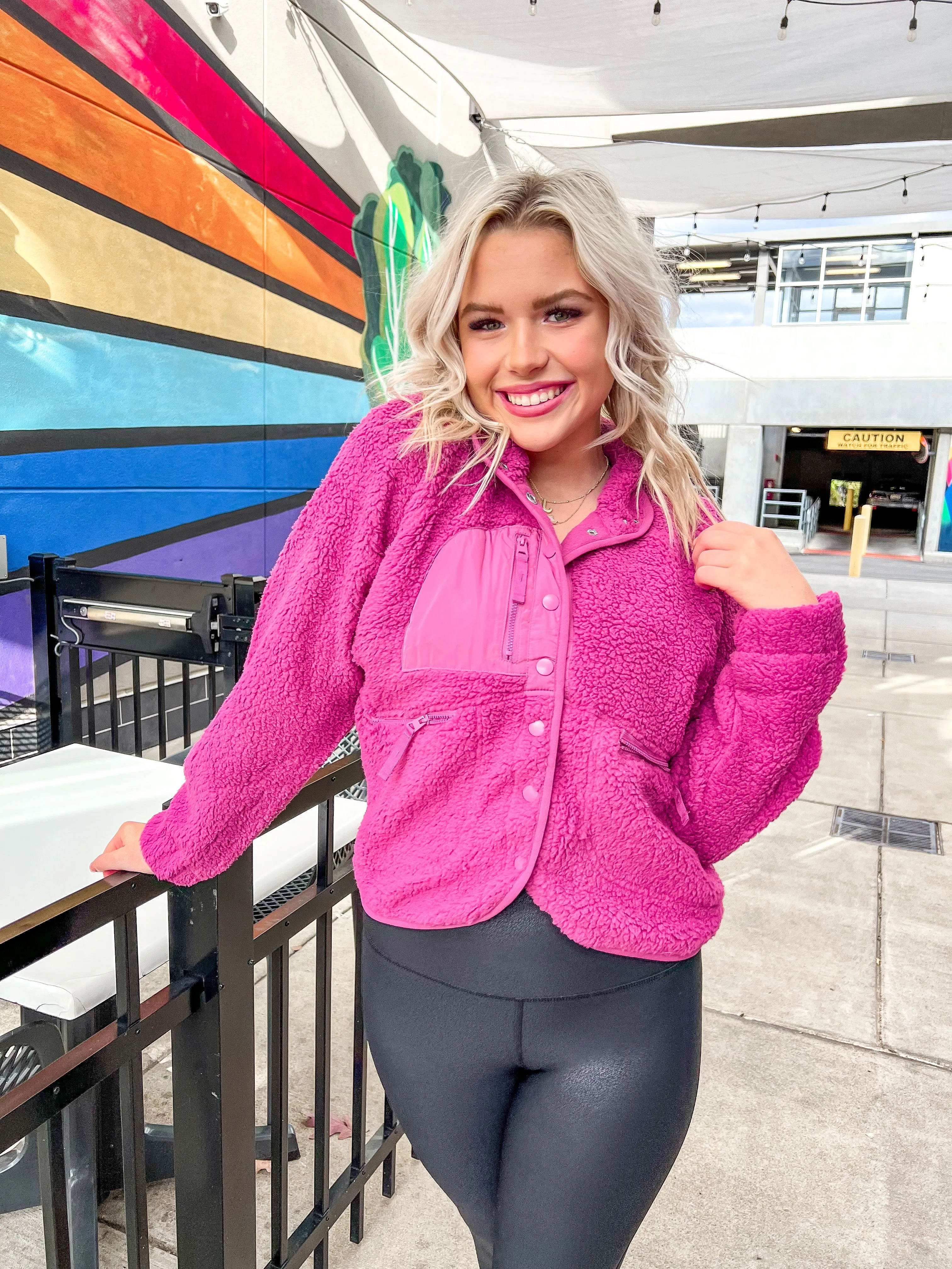 Kass Sherpa Jacket - Rose