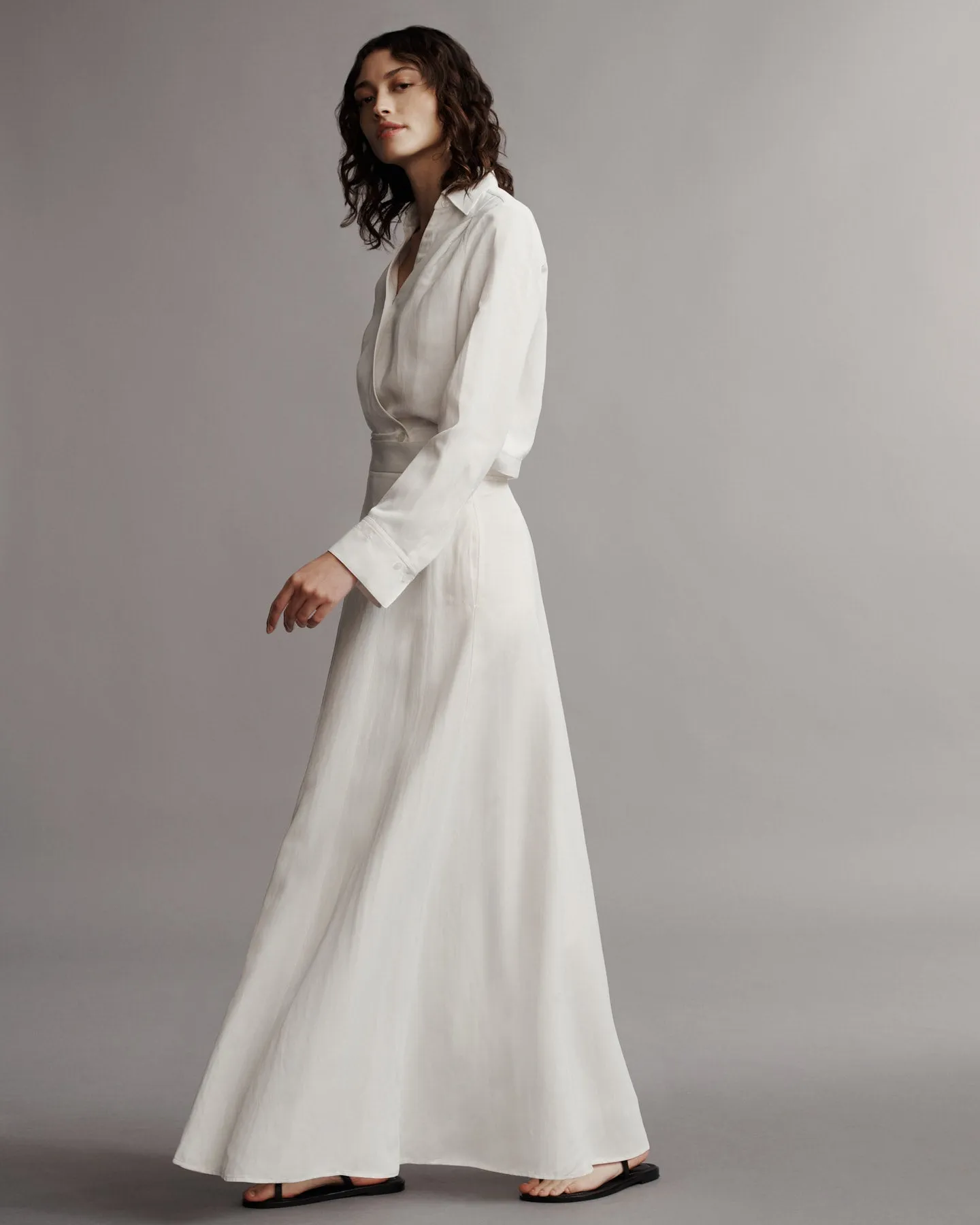 Kennedy Skirt in Coated Viscose Linen