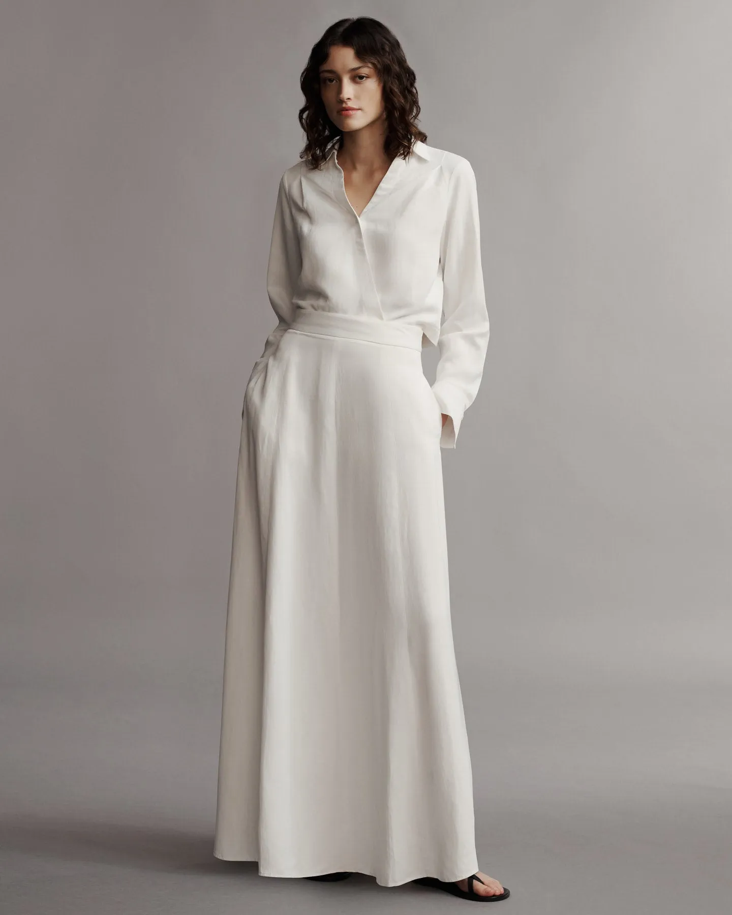 Kennedy Skirt in Coated Viscose Linen
