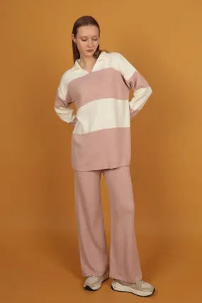 KKT Tricot Fabric Striped Women's Suit-Light Pink - Johns Creek
