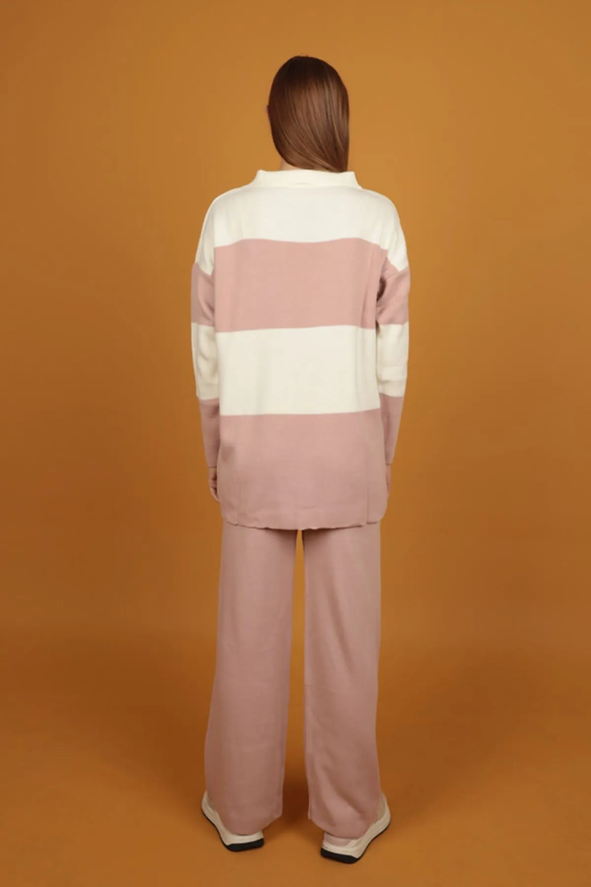 KKT Tricot Fabric Striped Women's Suit-Light Pink - Johns Creek
