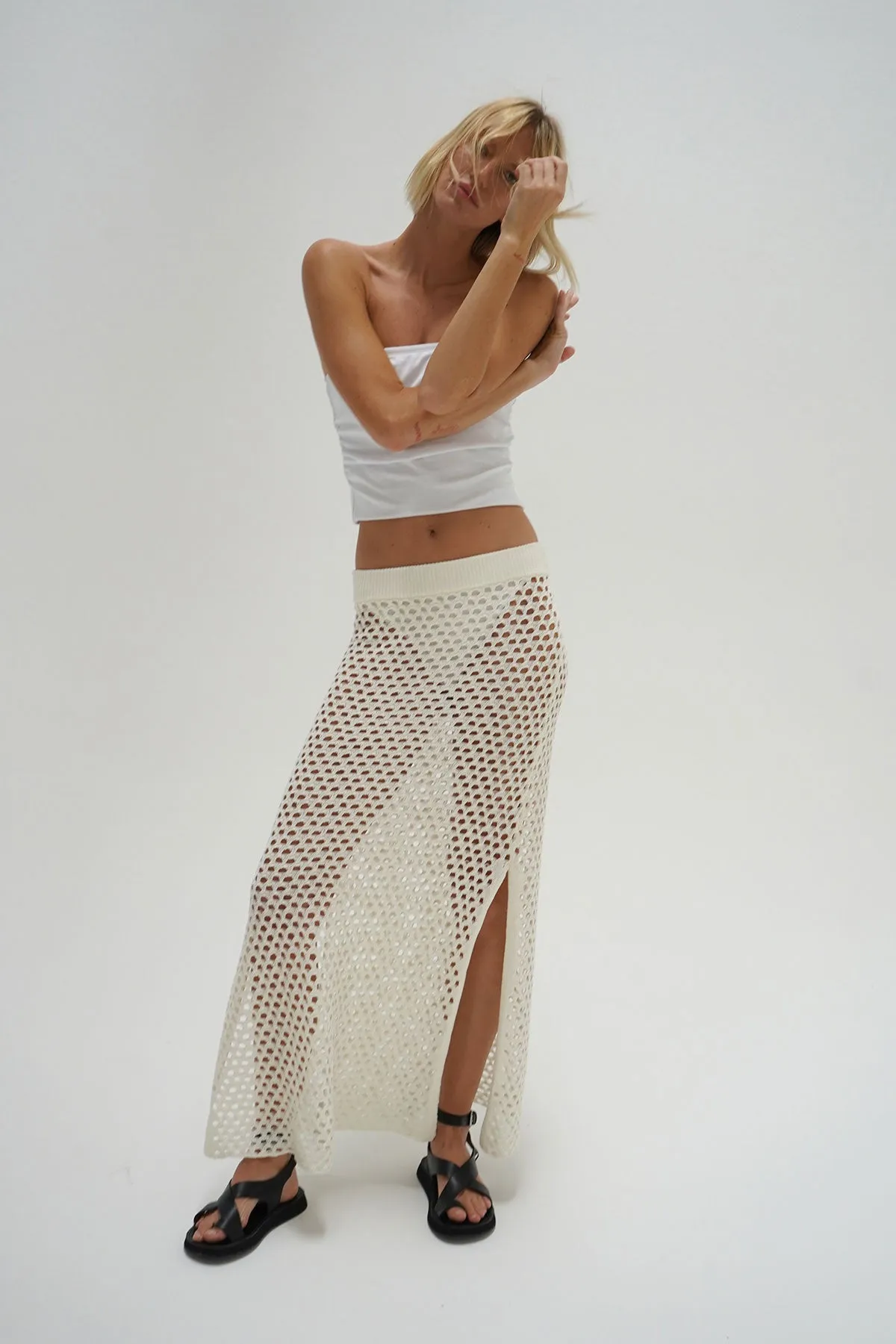 Kylie Open Knit Skirt - Ivory