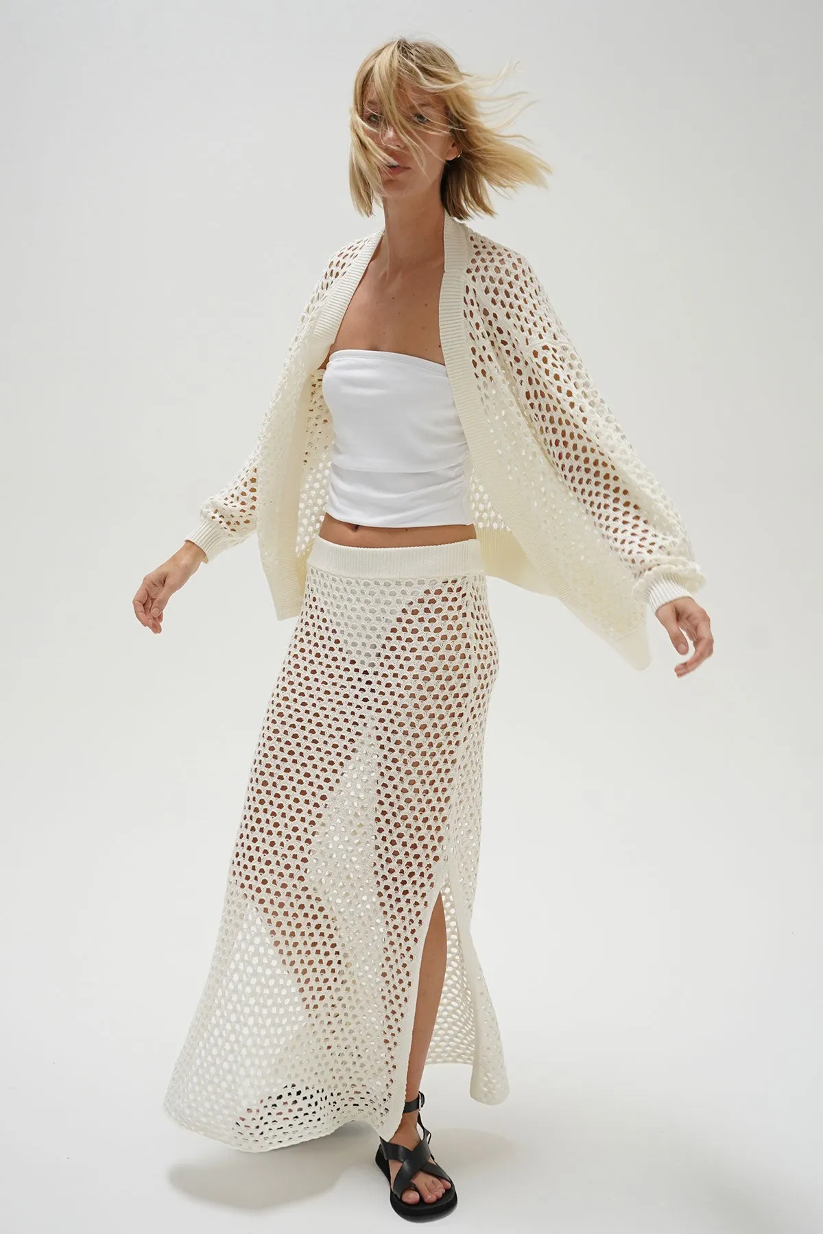 Kylie Open Knit Skirt - Ivory