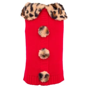Leopard Collar Cardigan Dog Sweater