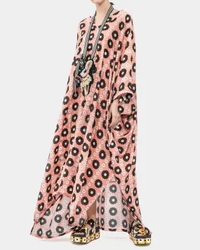 Lightweight Silk Print Maxi Tunic Dress