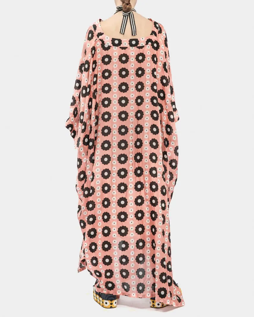 Lightweight Silk Print Maxi Tunic Dress