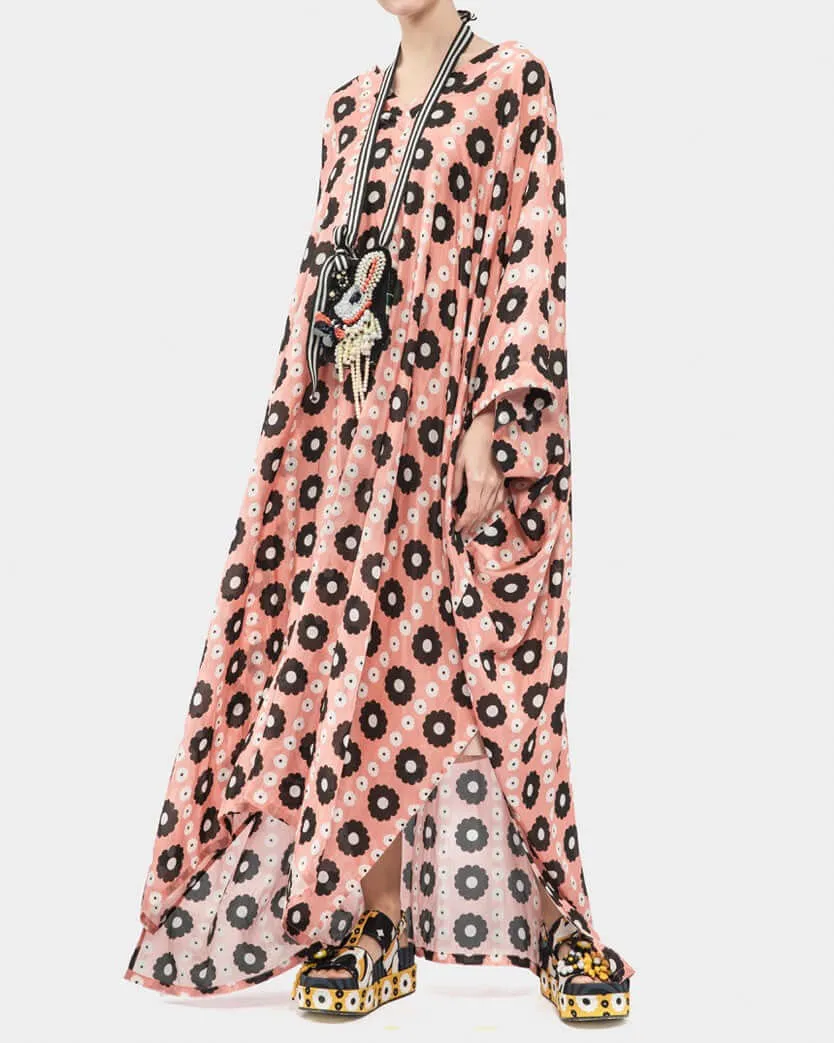 Lightweight Silk Print Maxi Tunic Dress